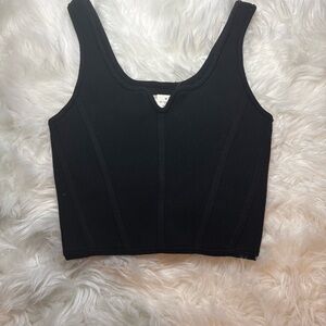 NWT Aerie Black Ribbed Crop Tank Top